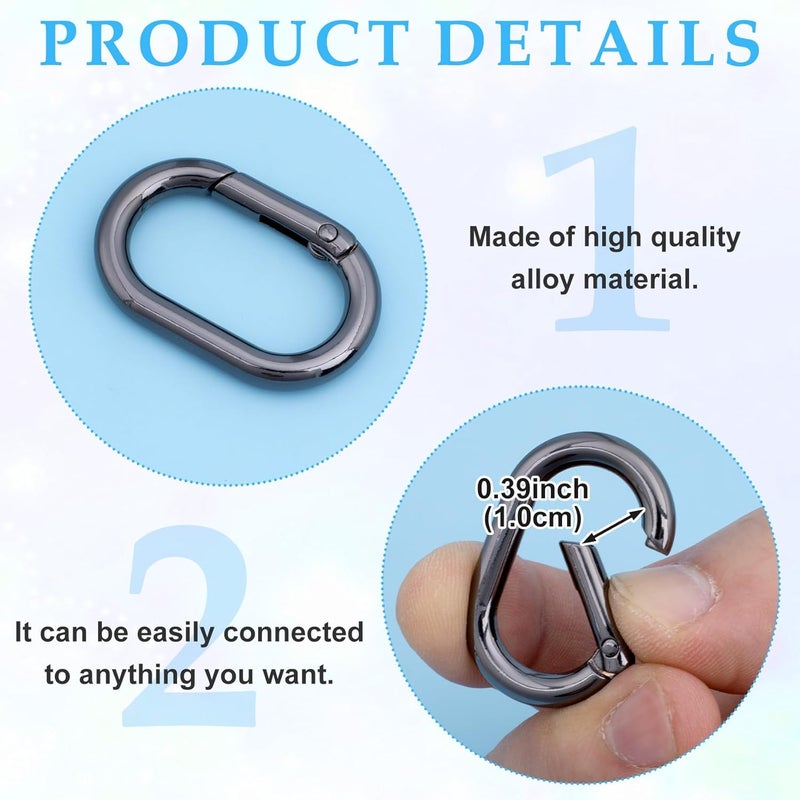 STSTR 3pcs Oval Spring Ring Clips, Metal Keyring Purse Clip, Heavy Duty Opening O Ring Carabiner for Keychains,Backpacks, Keys - Image 3